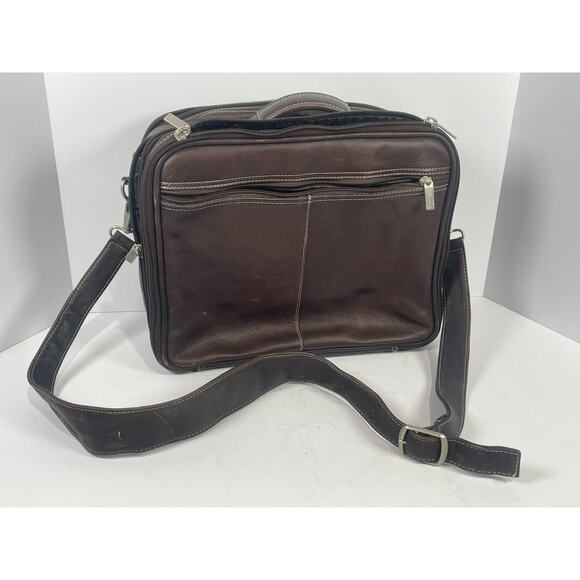 LATICO Red Leather Colombian Leather Briefcase Laptop Portable Office Excellent